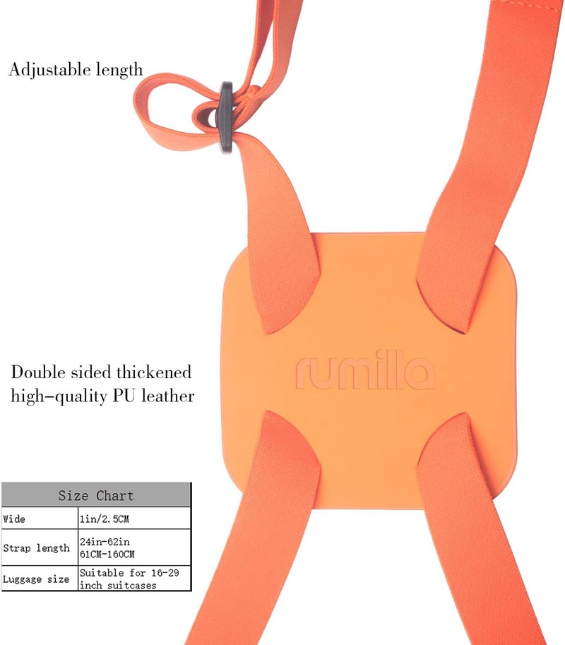RUMILLA Luggage Straps Bag Bungee， Luggage Straps Suitcase Adjustable Belt，Add a Bag Easy to Travel Suitcase Elastic Strap Belt (Orange Luggage strap-1PCS) - Image 2